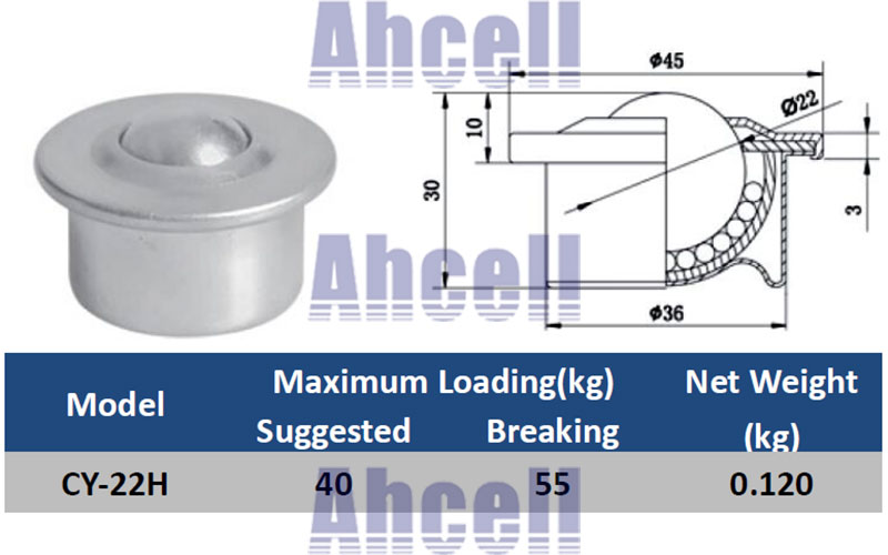 CY-22H Drop In Ball Transfer Unit