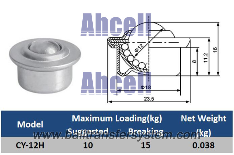 Cy-12H Drop In Ball Transfer Unit