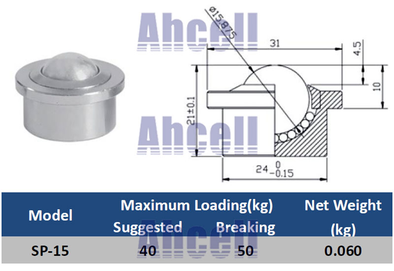 SP-15 stainless steel Drop In Ball Transfer