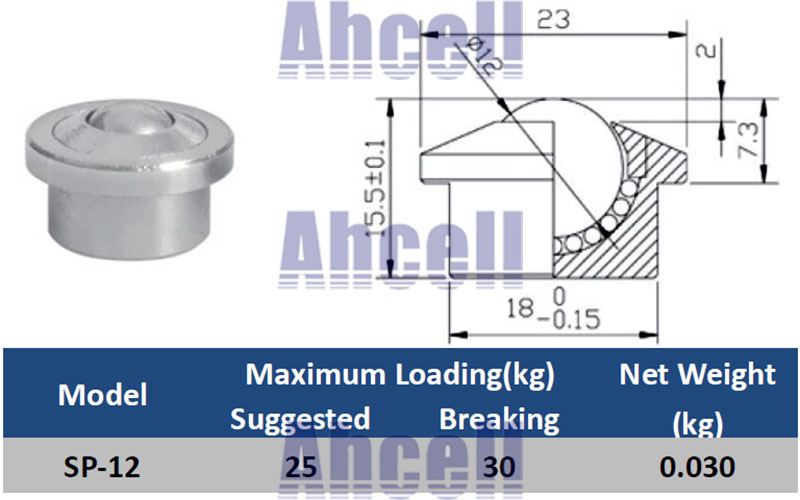 SP-12 stainless steel Drop In Ball Transfer